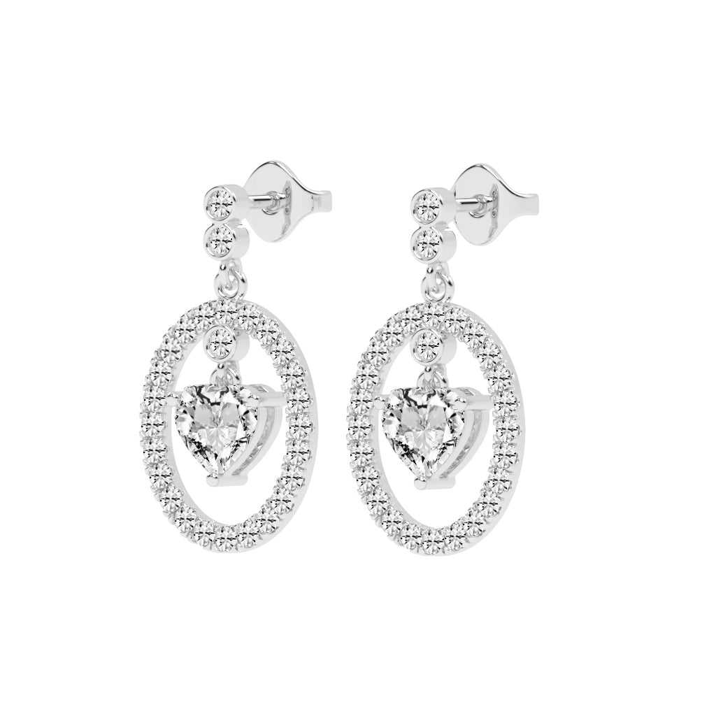 Heart in Halo Drop Earrings