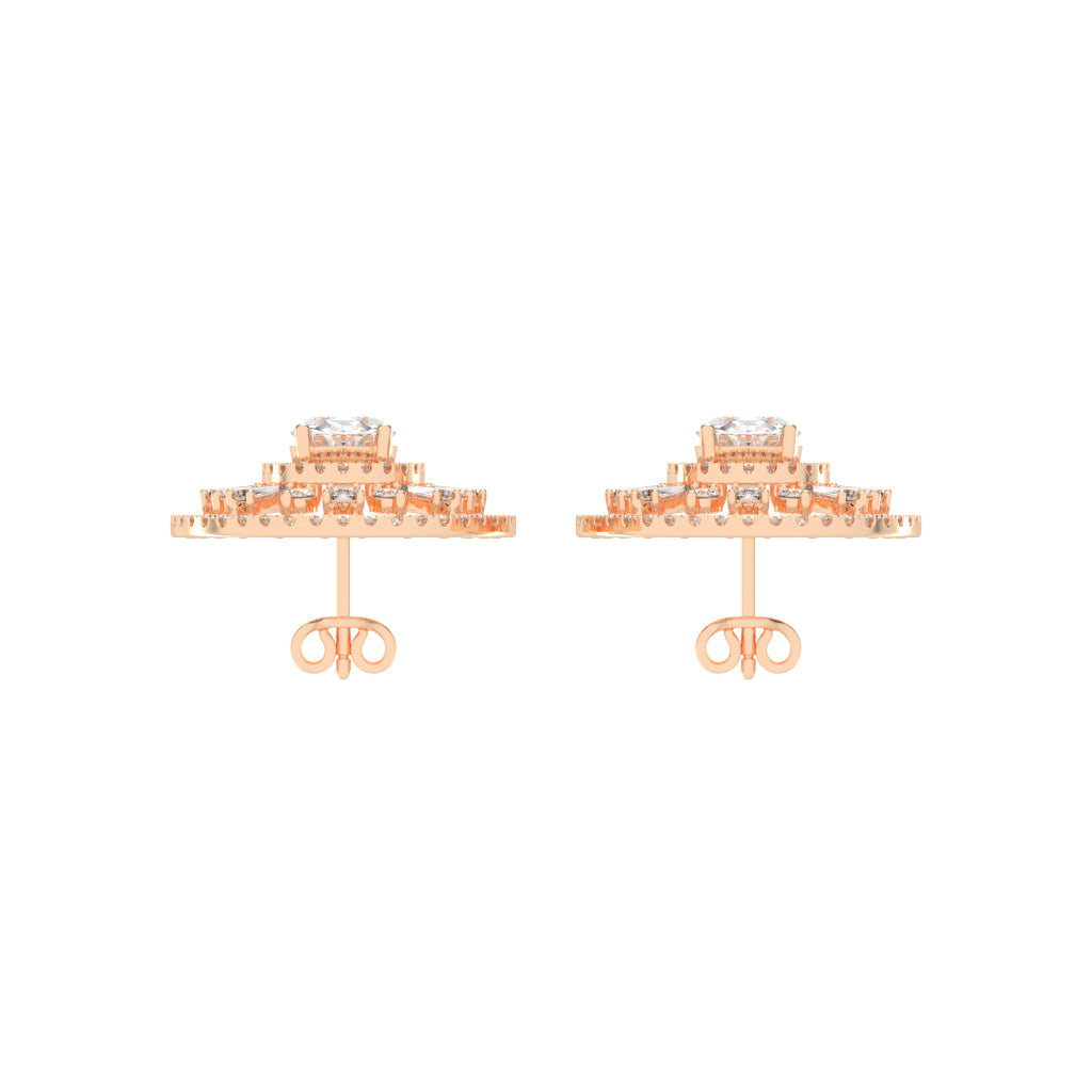 Oval Radial Sparkle Stud Earrings