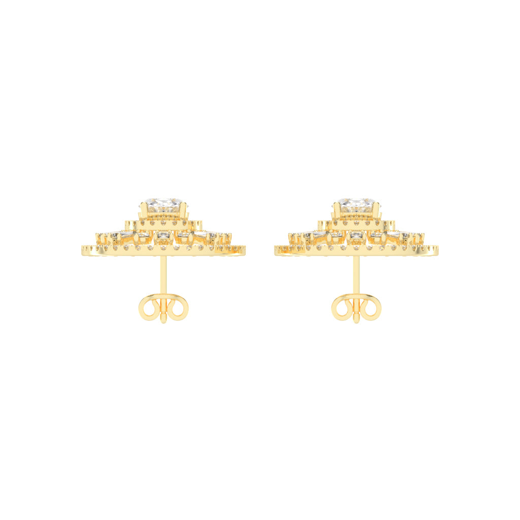 Oval Radial Sparkle Stud Earrings