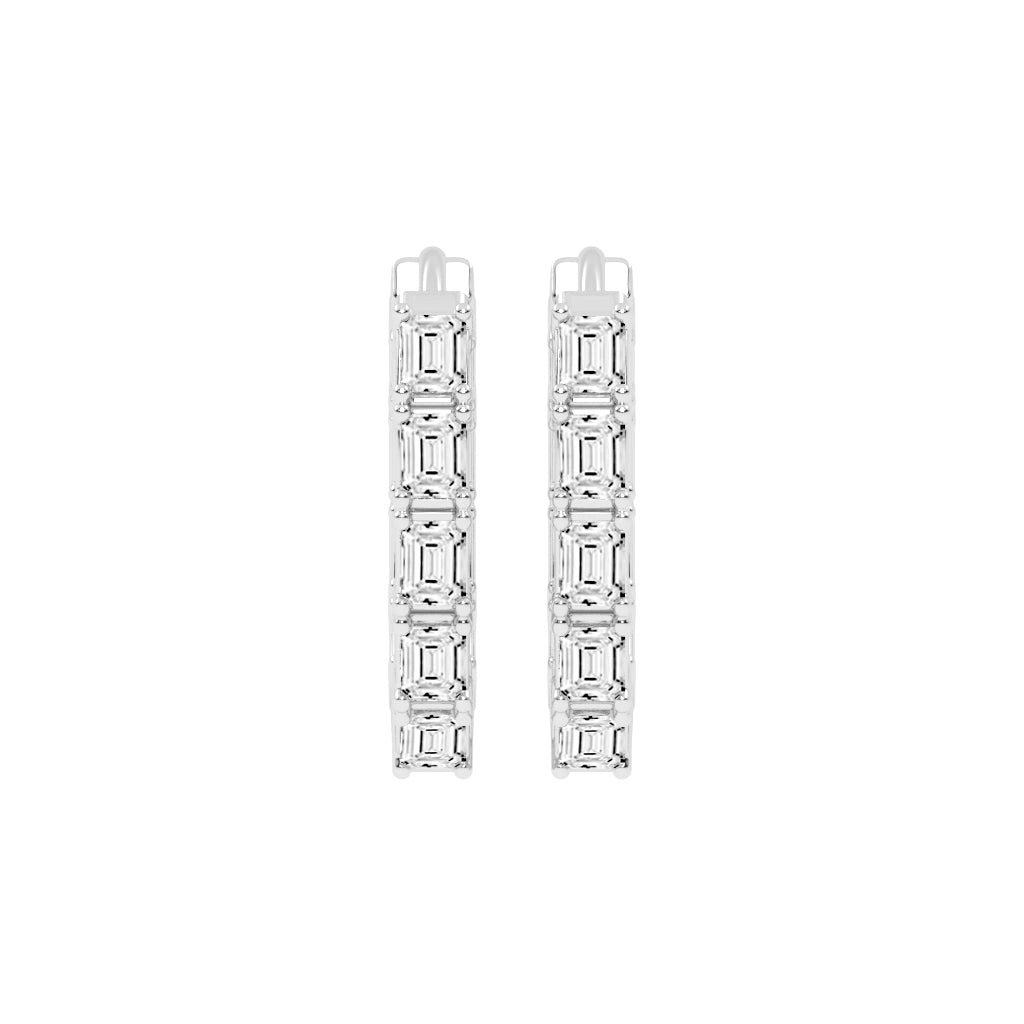 Emerald-Cut Glow Hoop Earrings