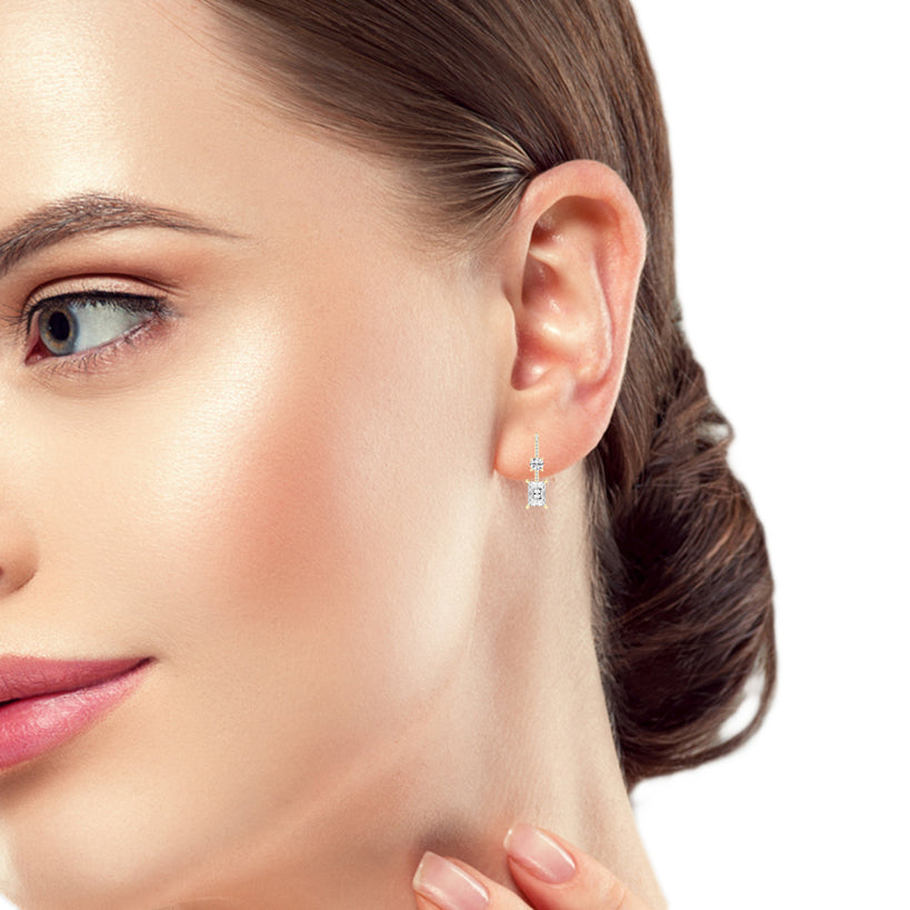 Radiant Cut Drop Earrings