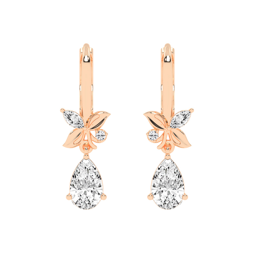 Floral Pear Drop Earrings