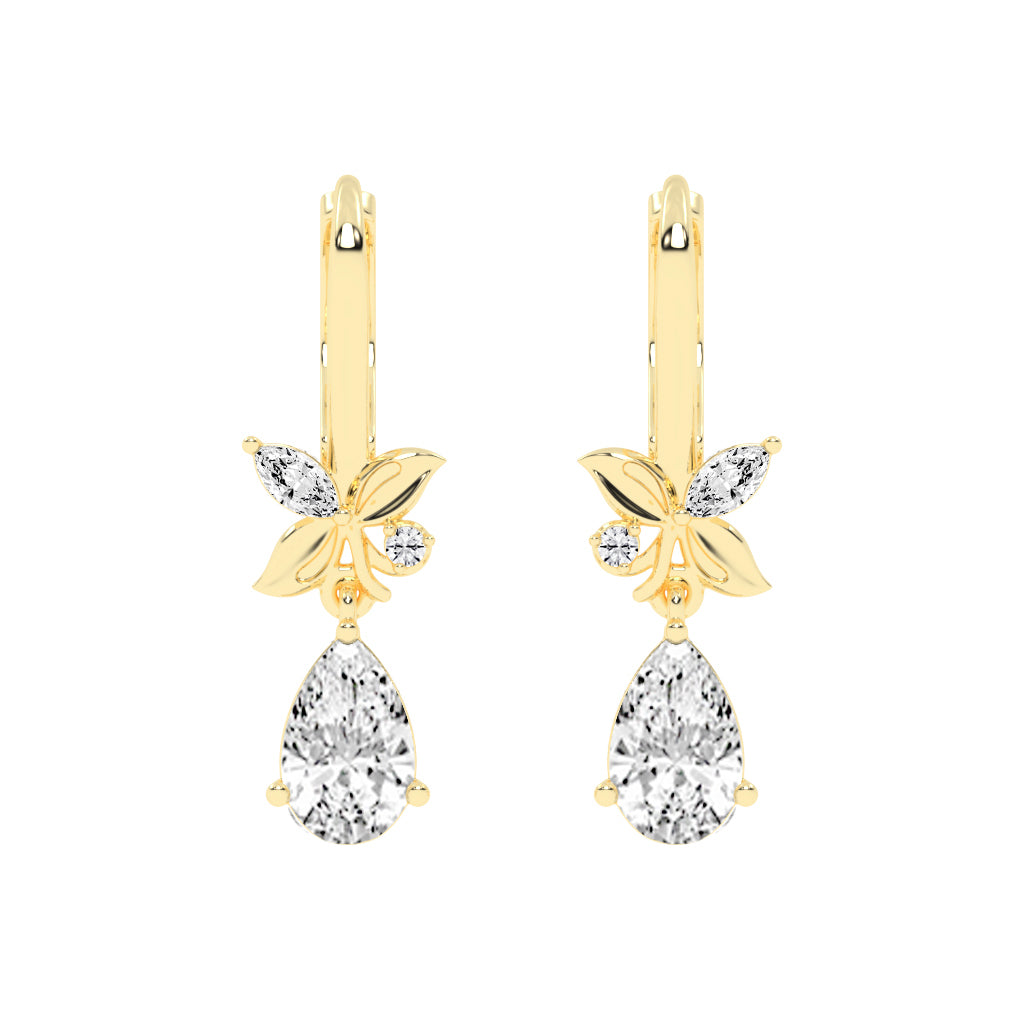 Floral Pear Drop Earrings