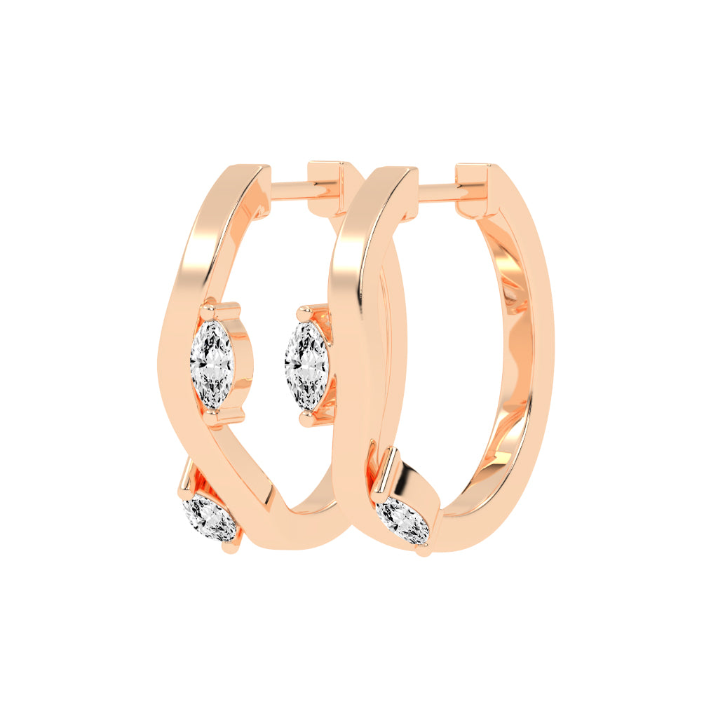 Marquise Solitaire Twist Hoops