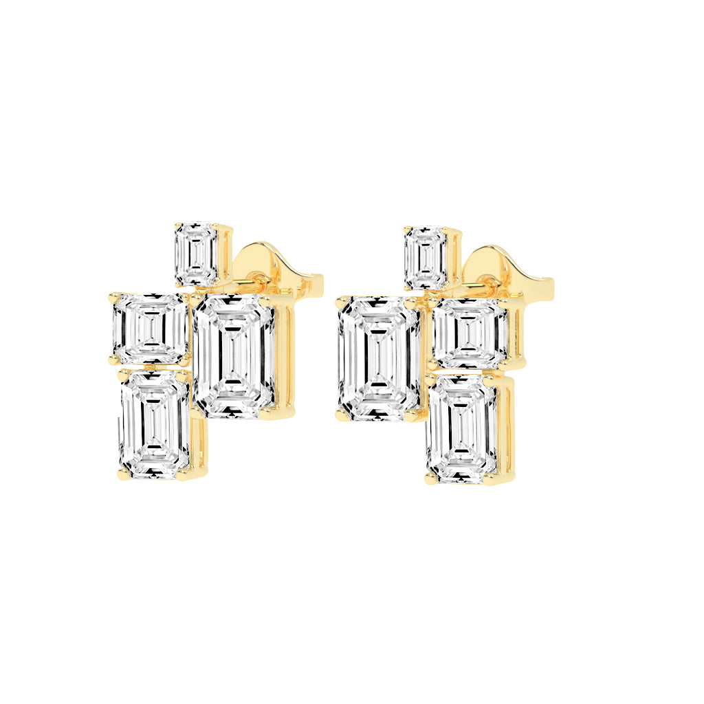 GeoLuxe Emerald Cluster Earrings