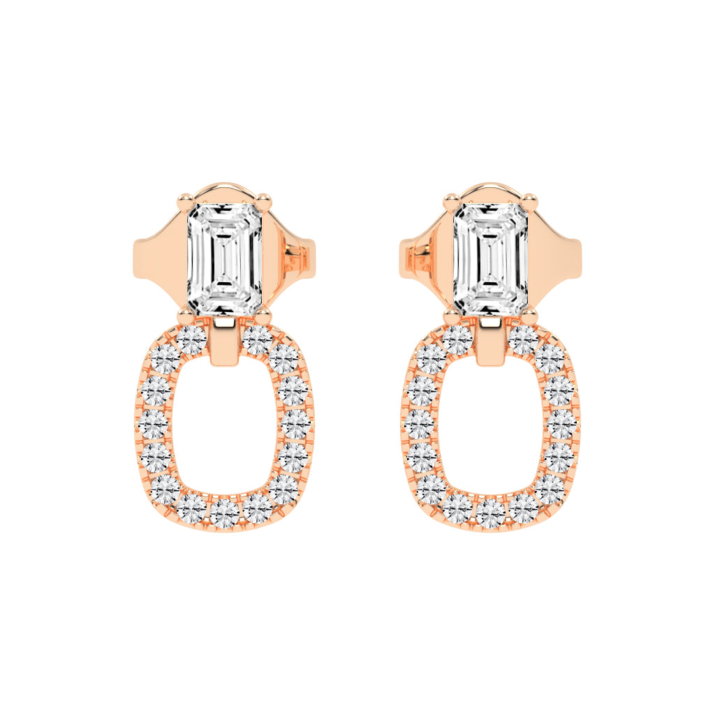 Baguette Cut Pav Diamond Earrings