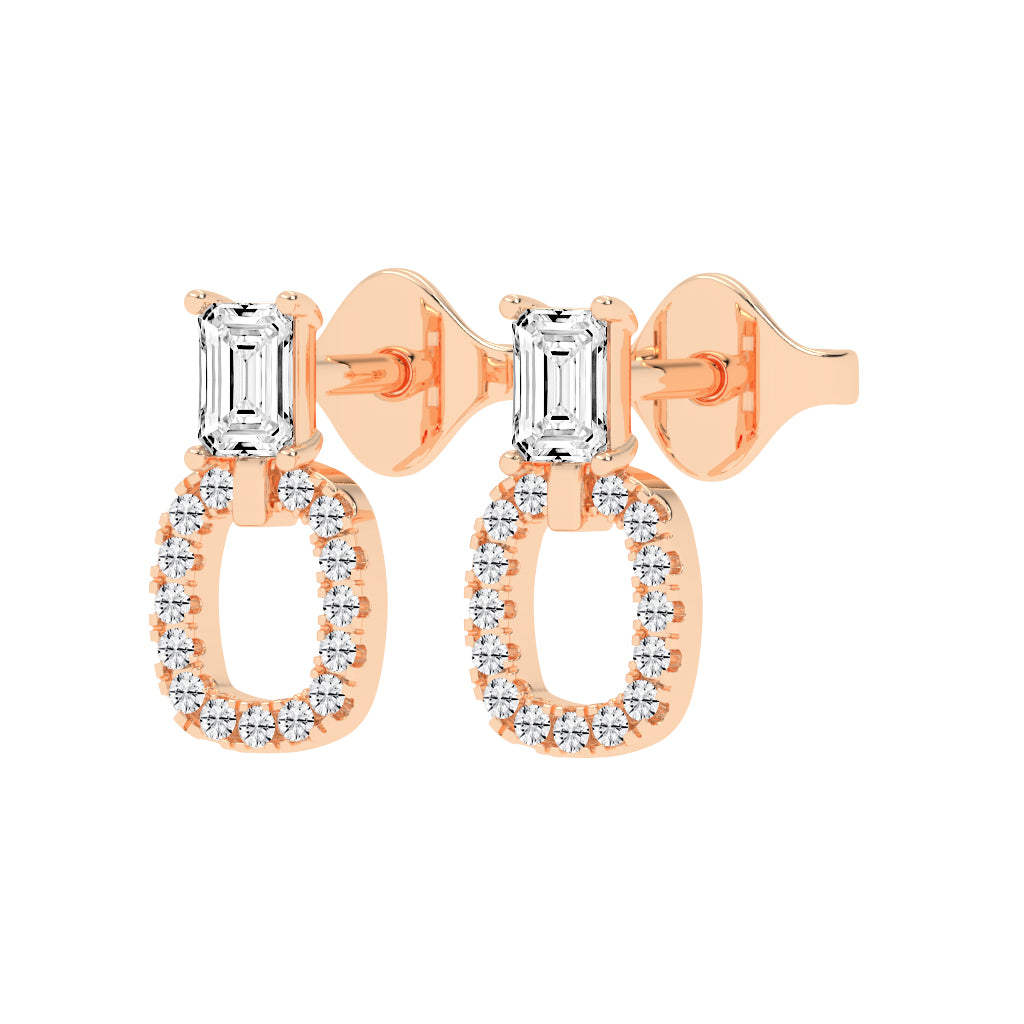 Baguette Cut Pav Diamond Earrings