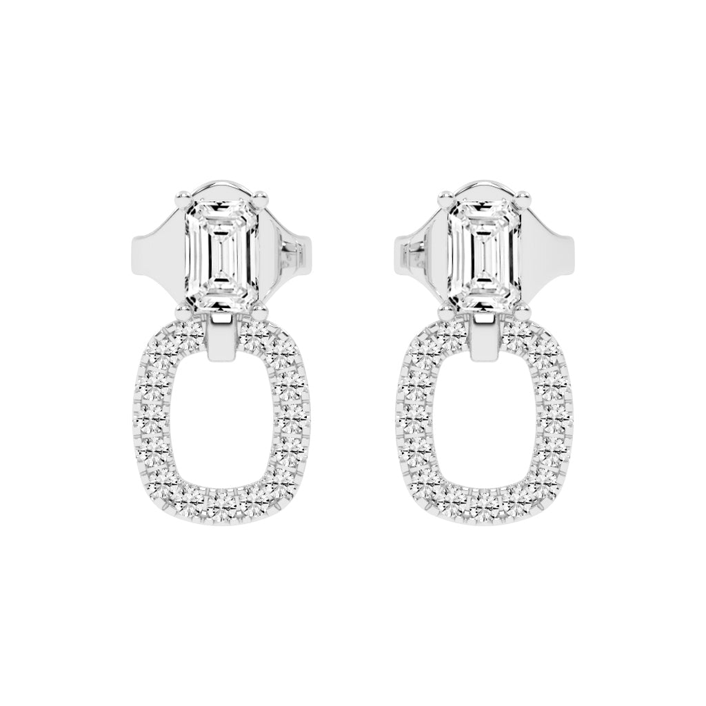 Baguette Cut Pav Diamond Earrings