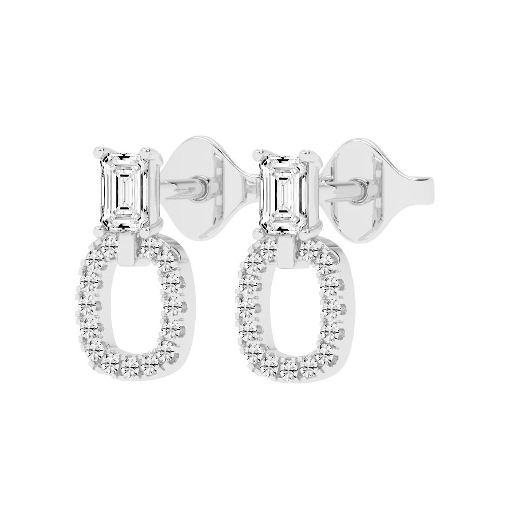 Baguette Cut Pav Diamond Earrings