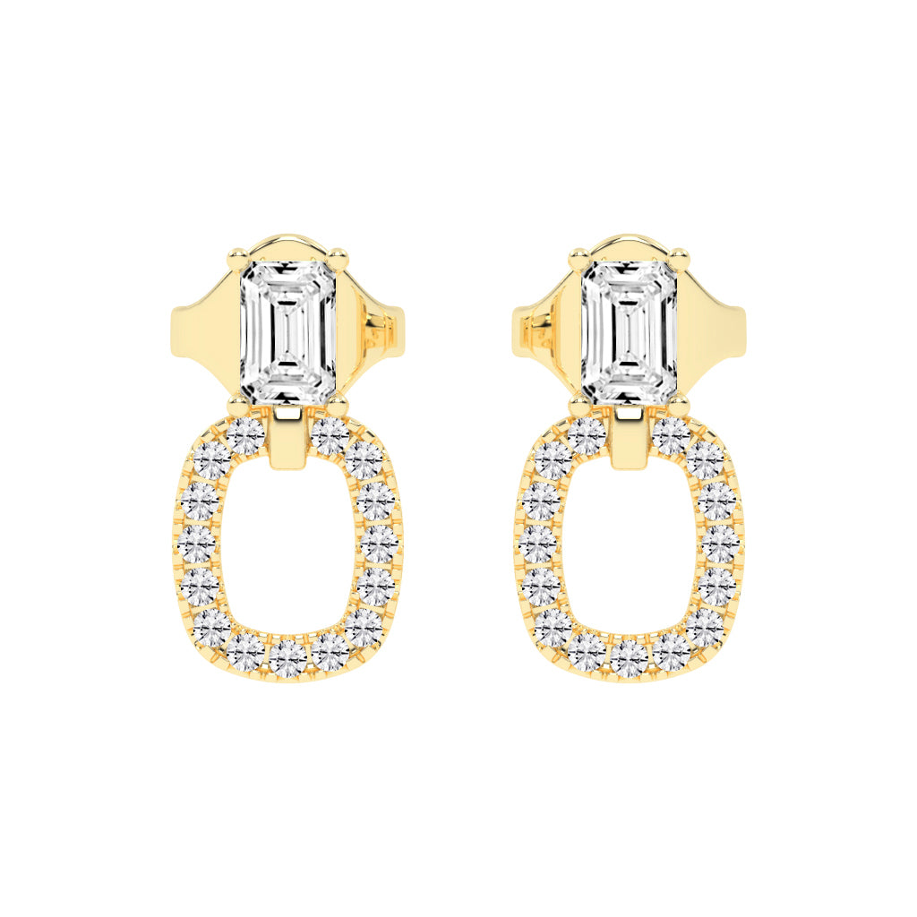 Baguette Cut Pav Diamond Earrings