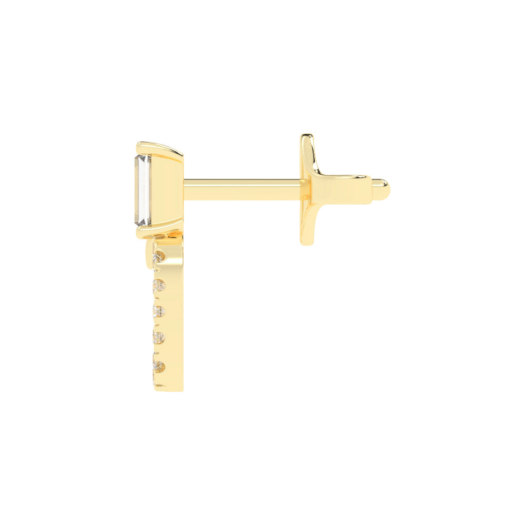 Baguette Cut Pav Diamond Earrings