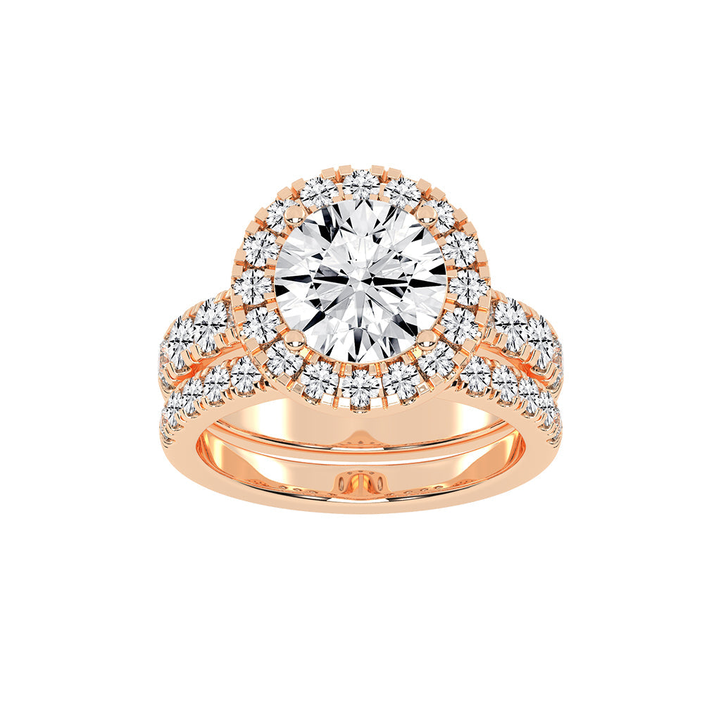 Halorielle two row round cut halo lab diamond ring