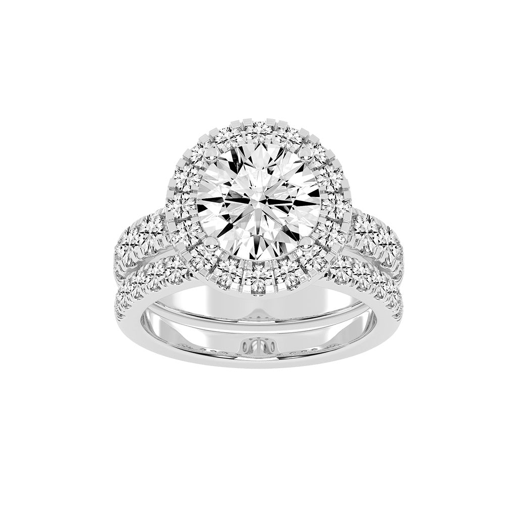 Halorielle two row round cut halo lab diamond ring