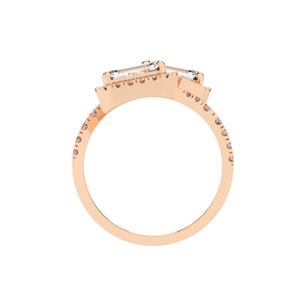 Crystaira Emerald cut cocktail lab Diamond ring
