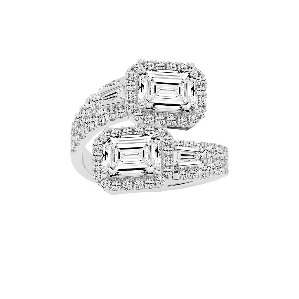Crystaira Emerald cut cocktail lab Diamond ring
