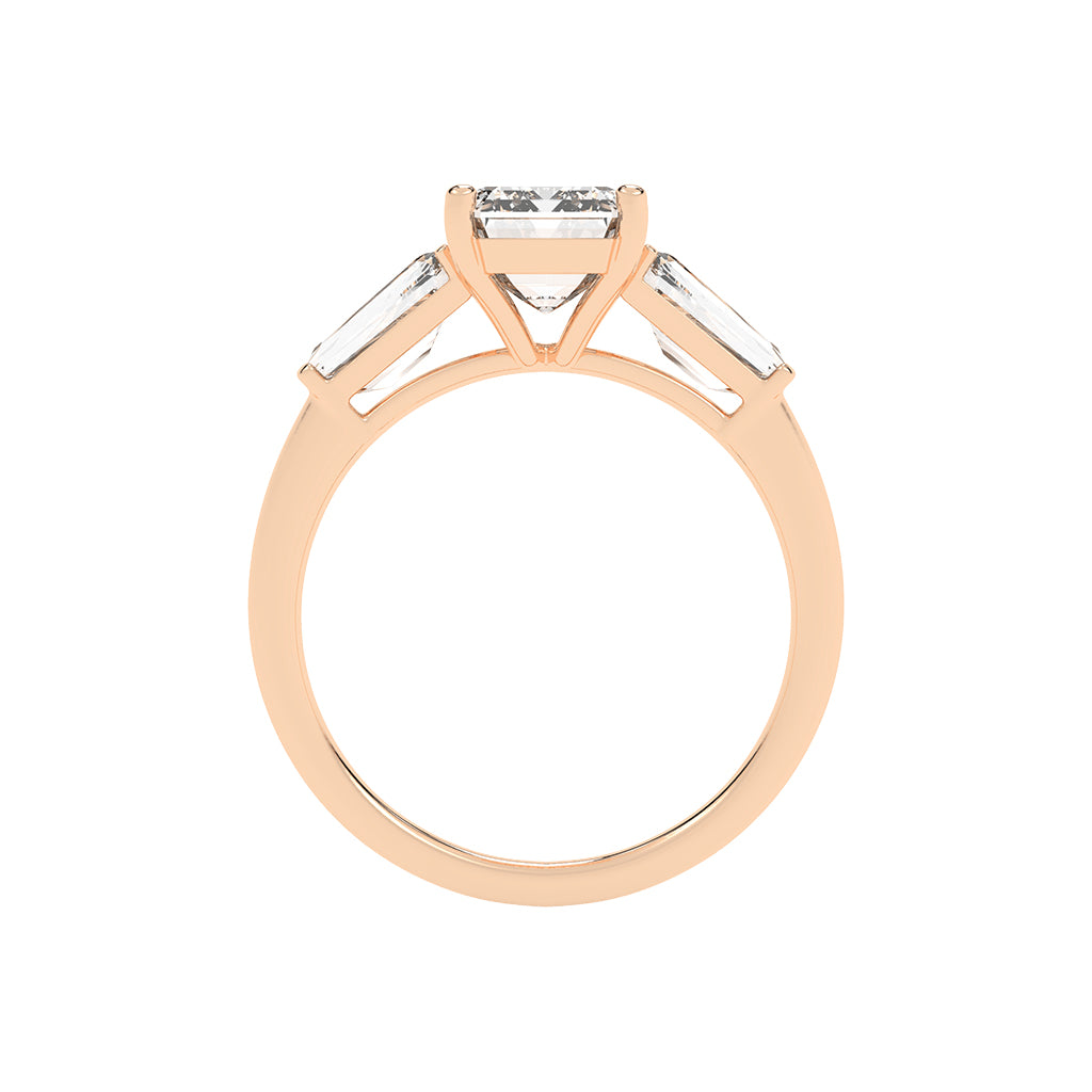 Elegant Three-Stone Emerald Cut Ring