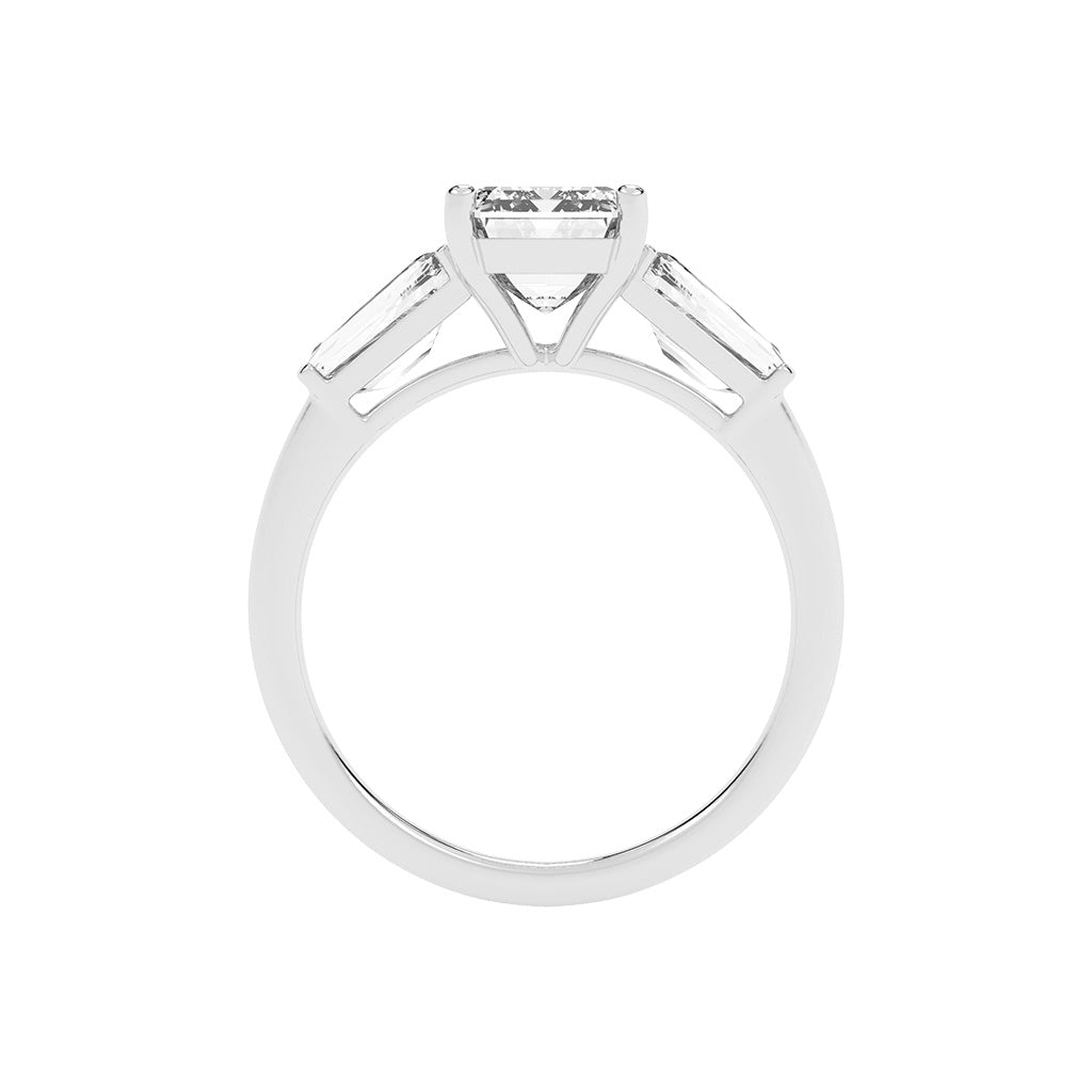 Elegant Three-Stone Emerald Cut Ring