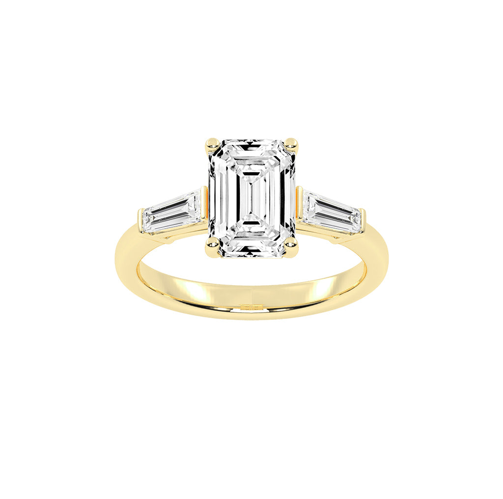 Elegant Three-Stone Emerald Cut Ring