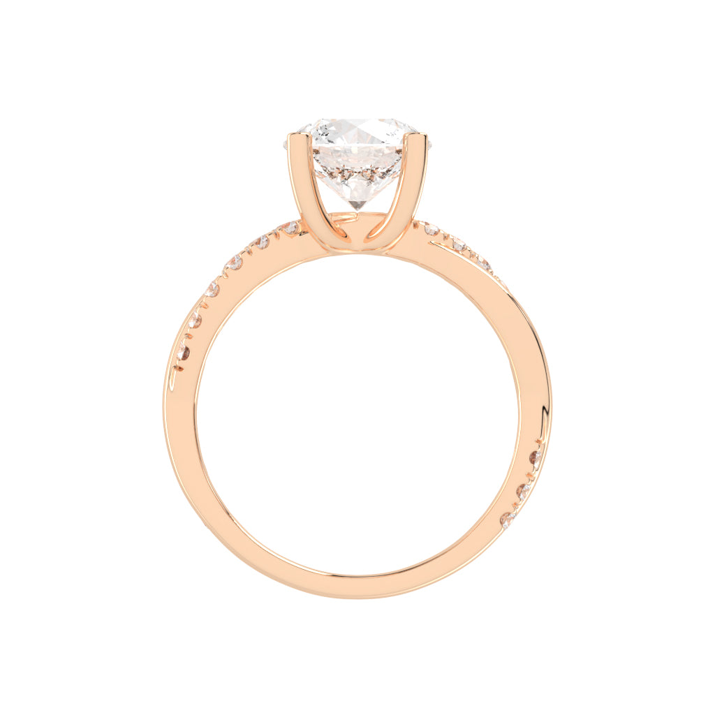 Twisted Pave Solitaire Ring Set
