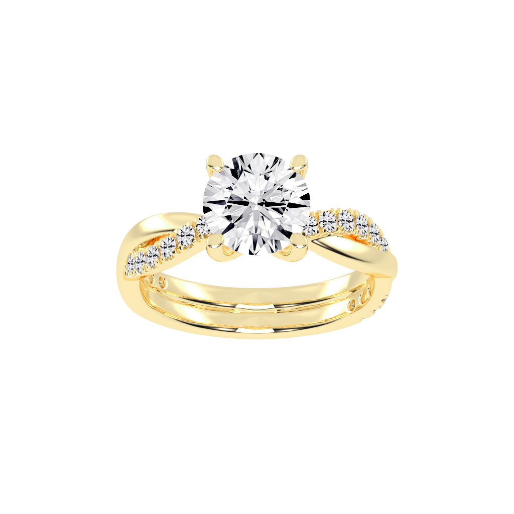 Twisted Pave Solitaire Ring Set