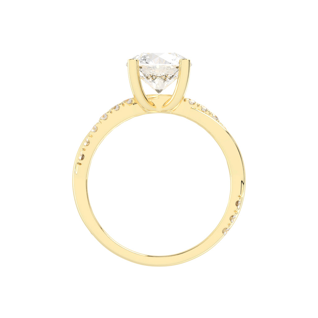 Twisted Pave Solitaire Ring Set