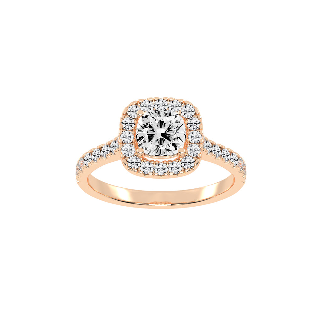 Halorine cushion cut halo lab diamond ring