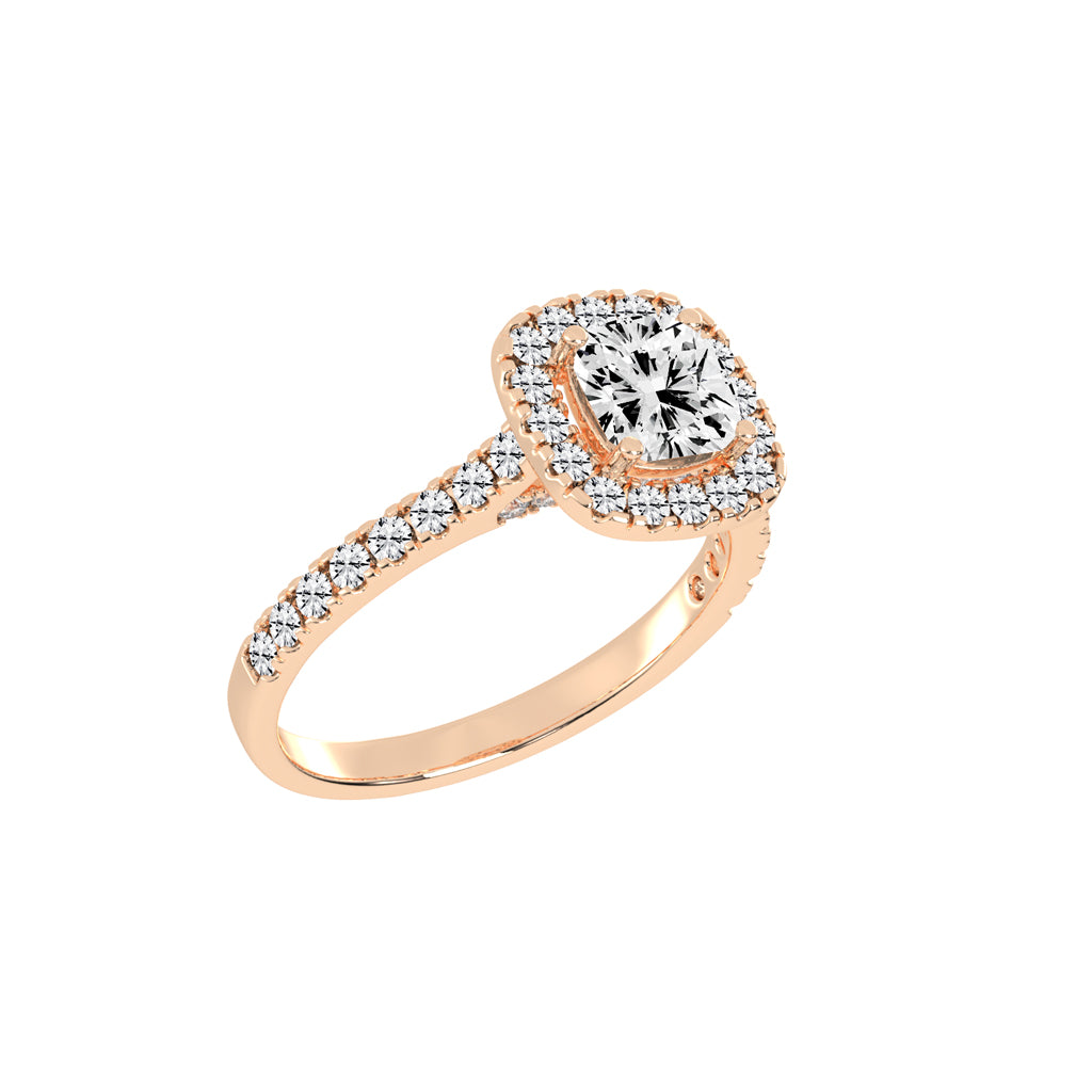Halorine cushion cut halo lab diamond ring