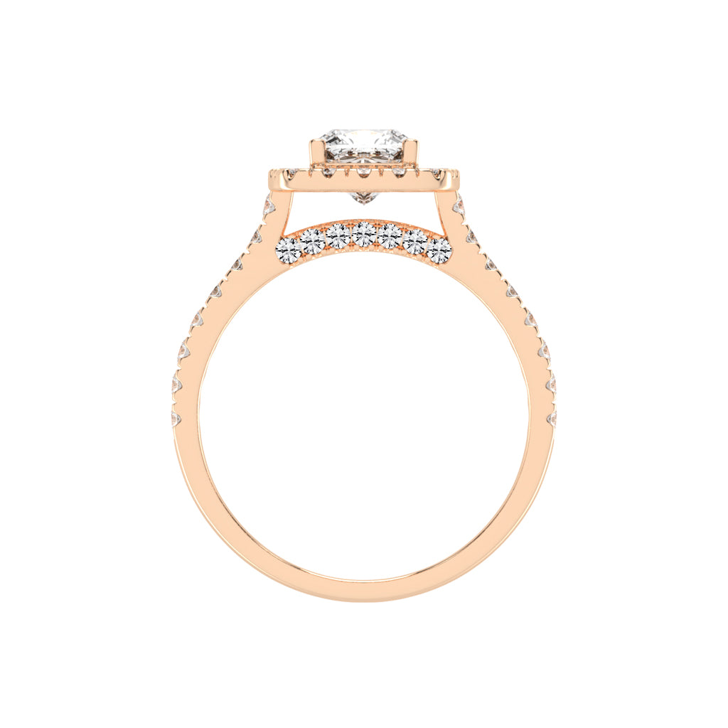 Halorine cushion cut halo lab diamond ring
