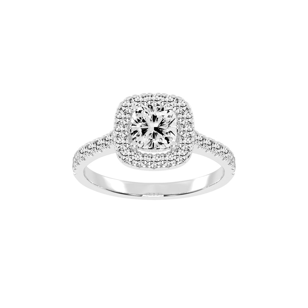Halorine cushion cut halo lab diamond ring