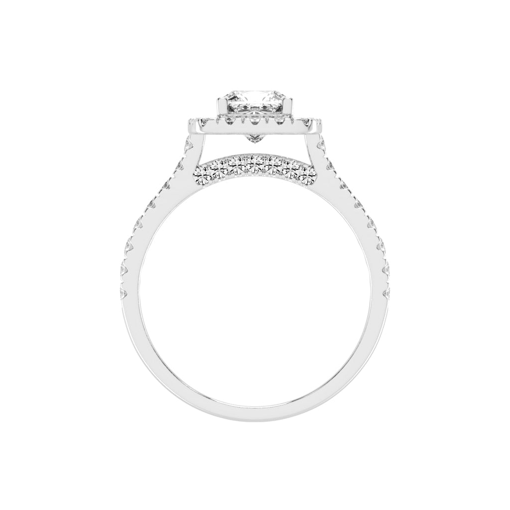 Halorine cushion cut halo lab diamond ring