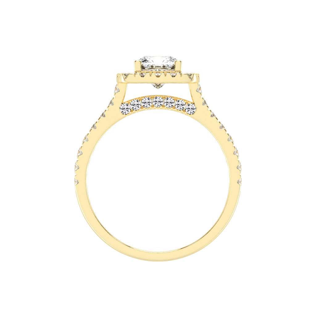 Halorine cushion cut halo lab diamond ring