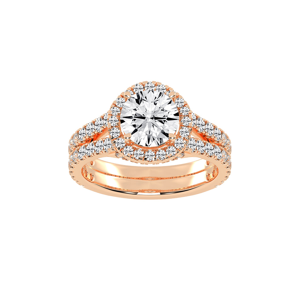 Haloviera split shank round cut halo lab diamond ring