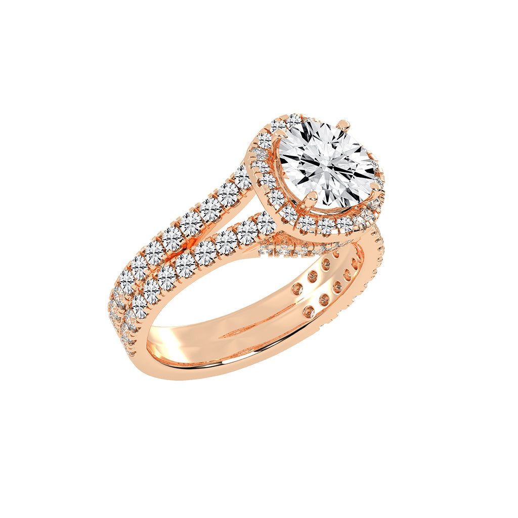 Haloviera split shank round cut halo lab diamond ring