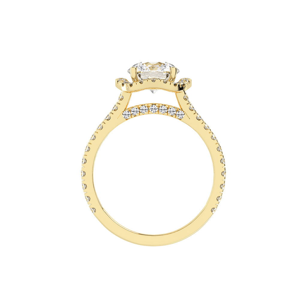 Haloviera split shank round cut halo lab diamond ring