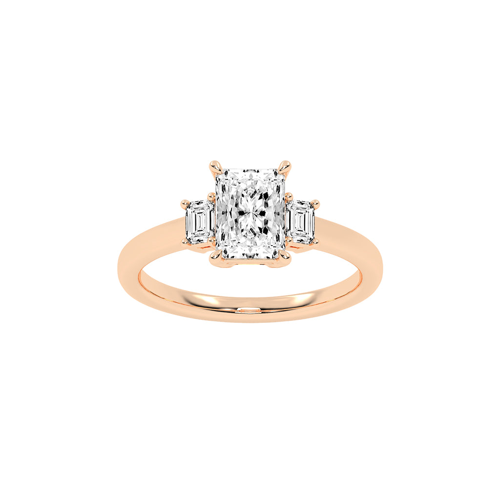Trionella Petite claw radiant cut lab diamond ring