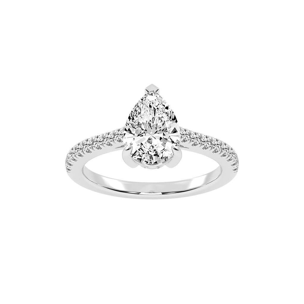 Glissea Pear cut side stone lab diamond ring