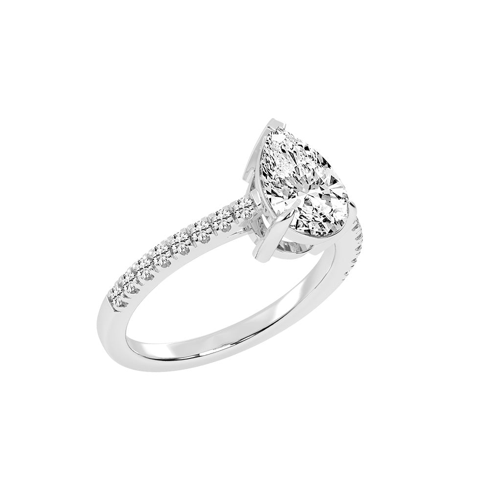 Glissea Pear cut side stone lab diamond ring