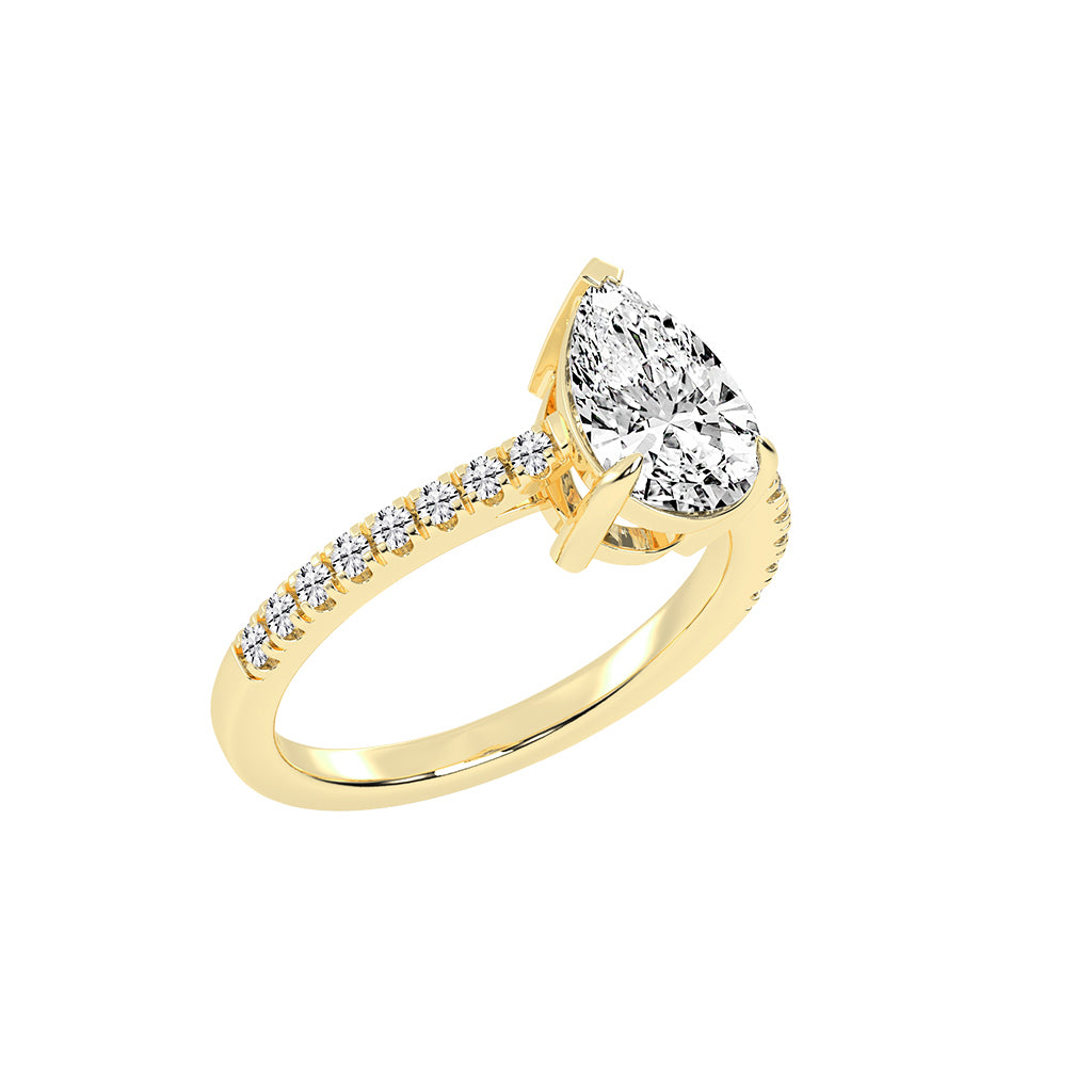 Glissea Pear cut side stone lab diamond ring