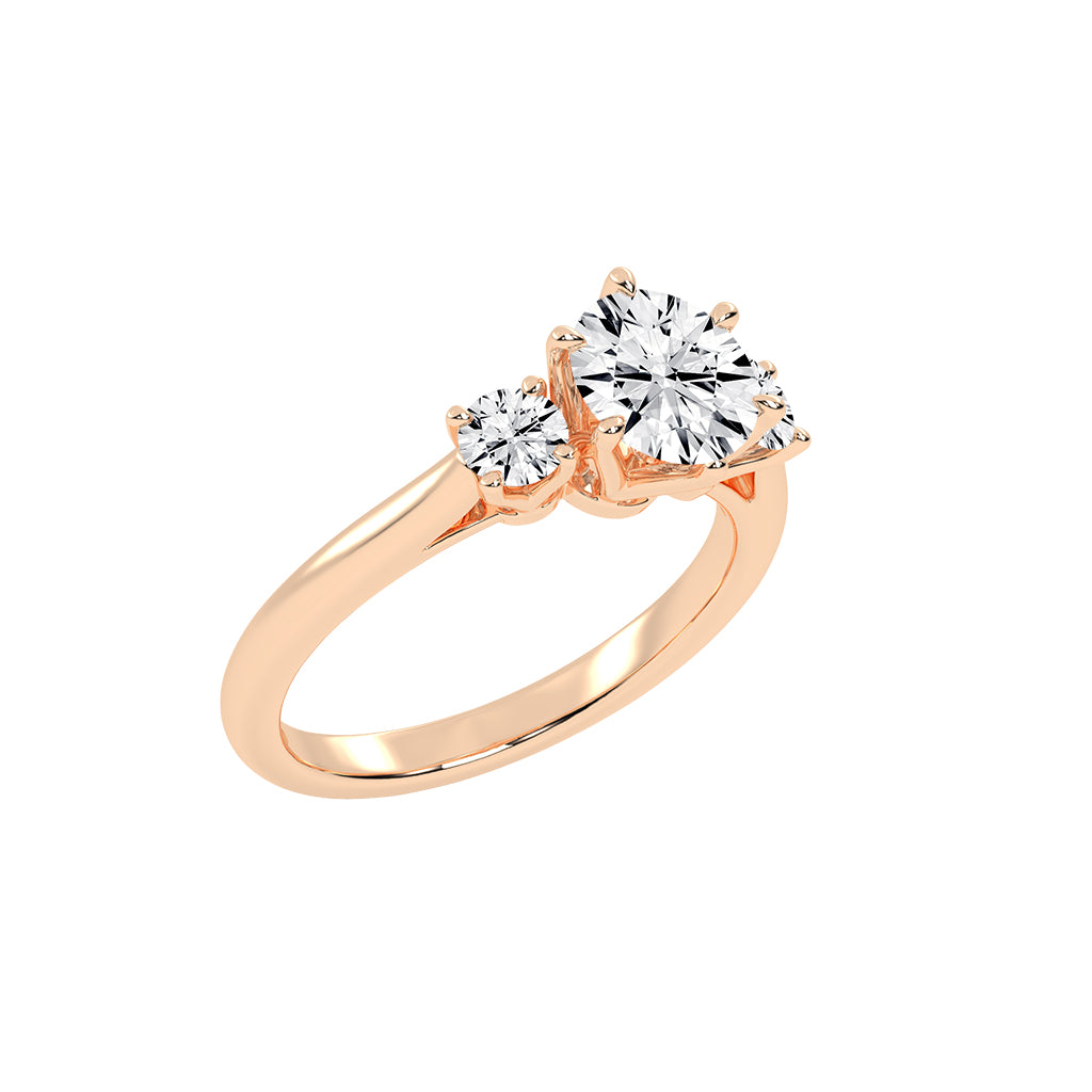 Trivellea classic round cut three stone lab diamond ring