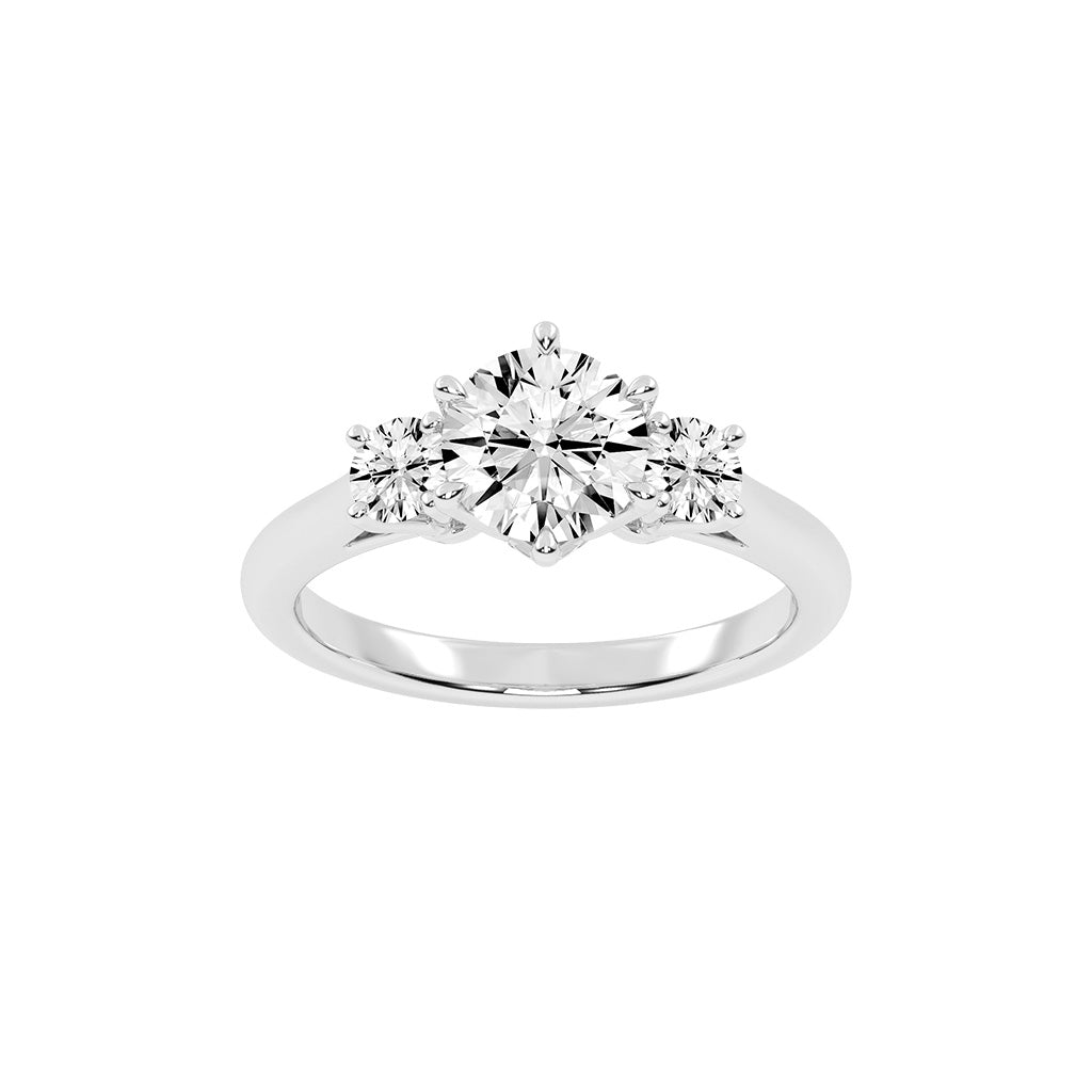 Trivellea classic round cut three stone lab diamond ring