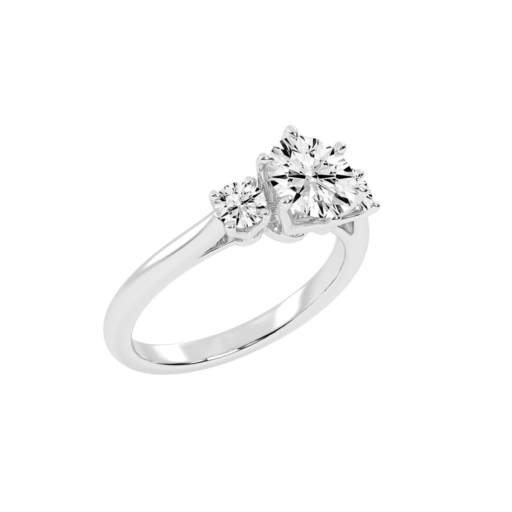 Trivellea classic round cut three stone lab diamond ring