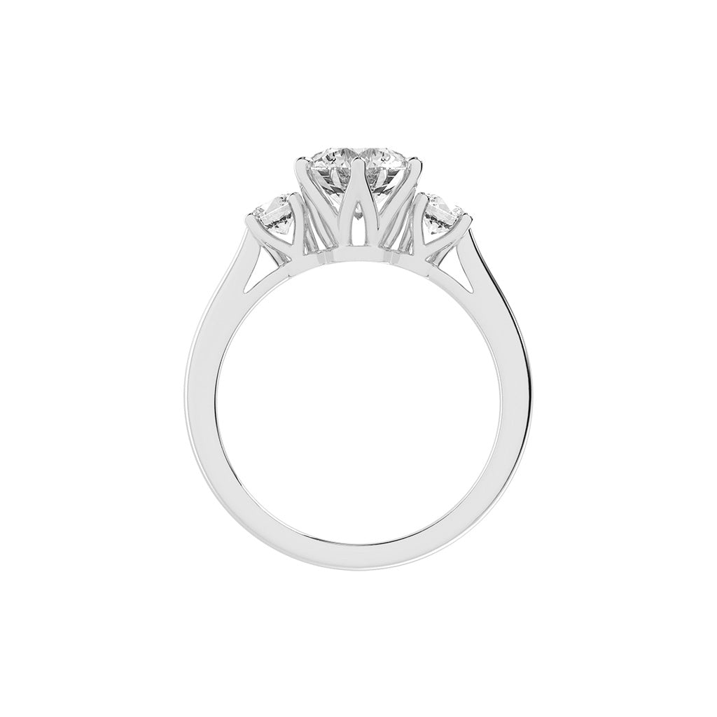 Trivellea classic round cut three stone lab diamond ring