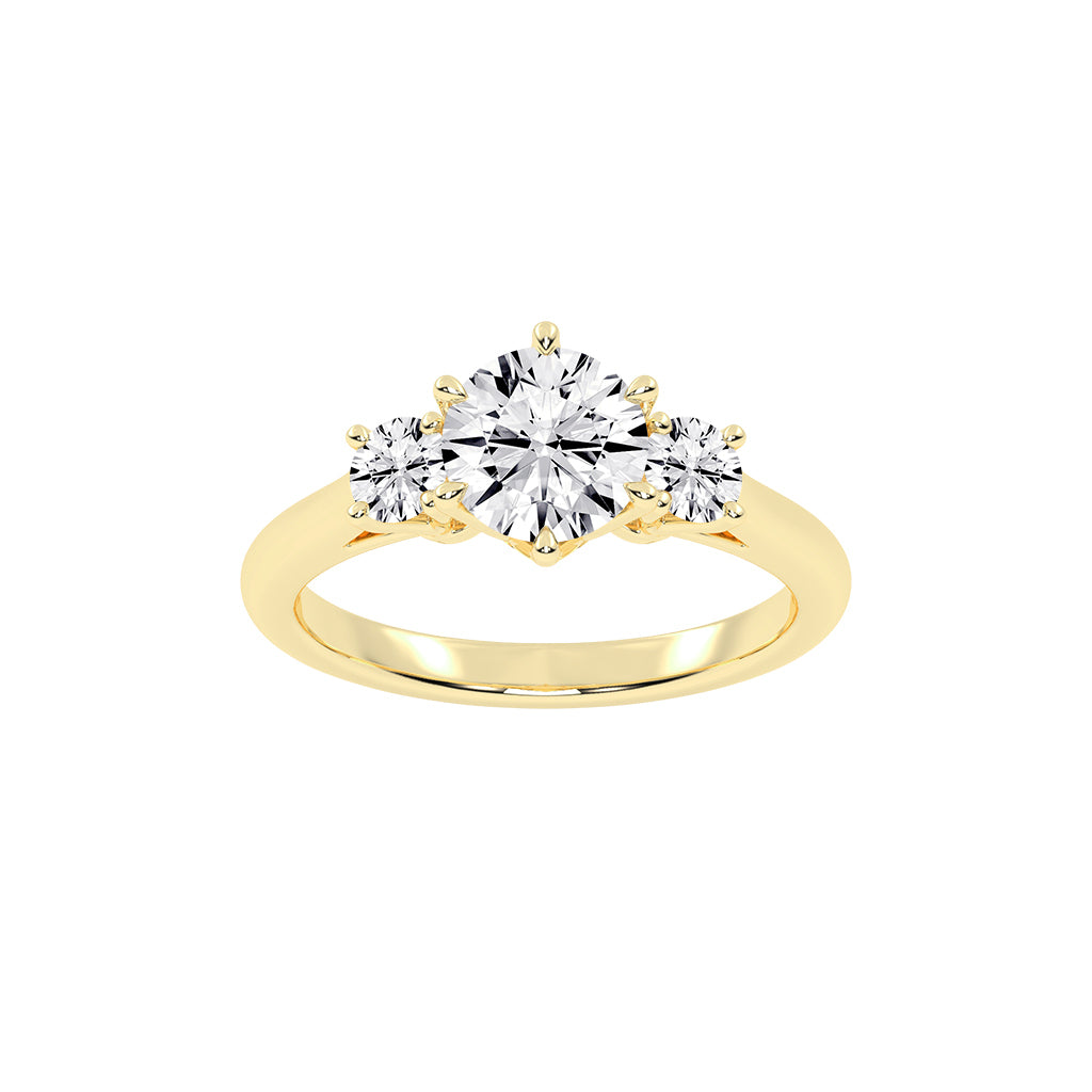 Trivellea classic round cut three stone lab diamond ring