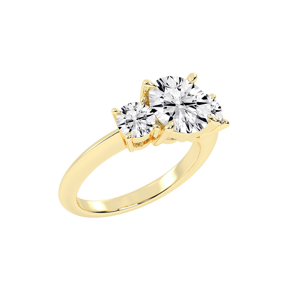 Triamore classic round cut three stone lab diamond ring