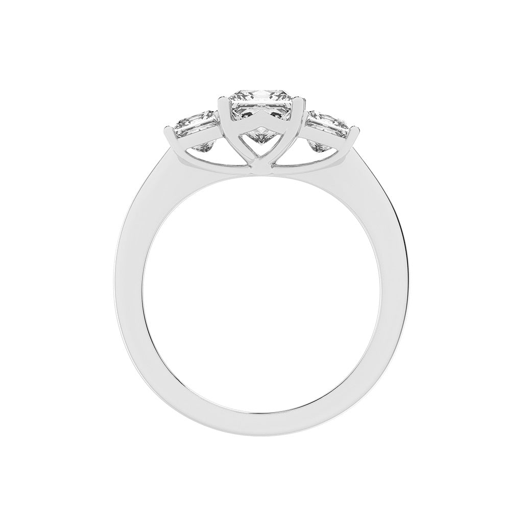 Triolette four prong princess cut three stone lab diamond ring