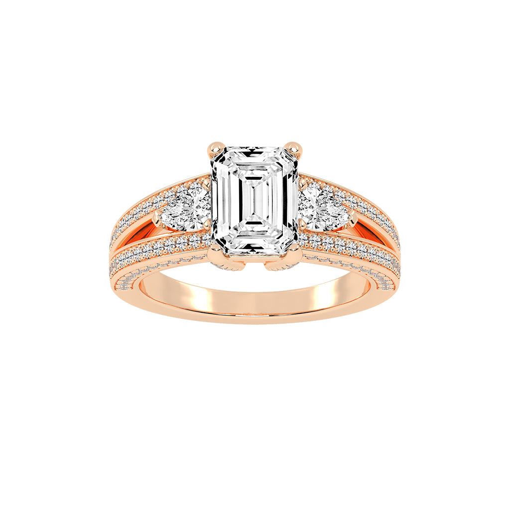 Amorian Split shank emerald cut classic lab diamond ring