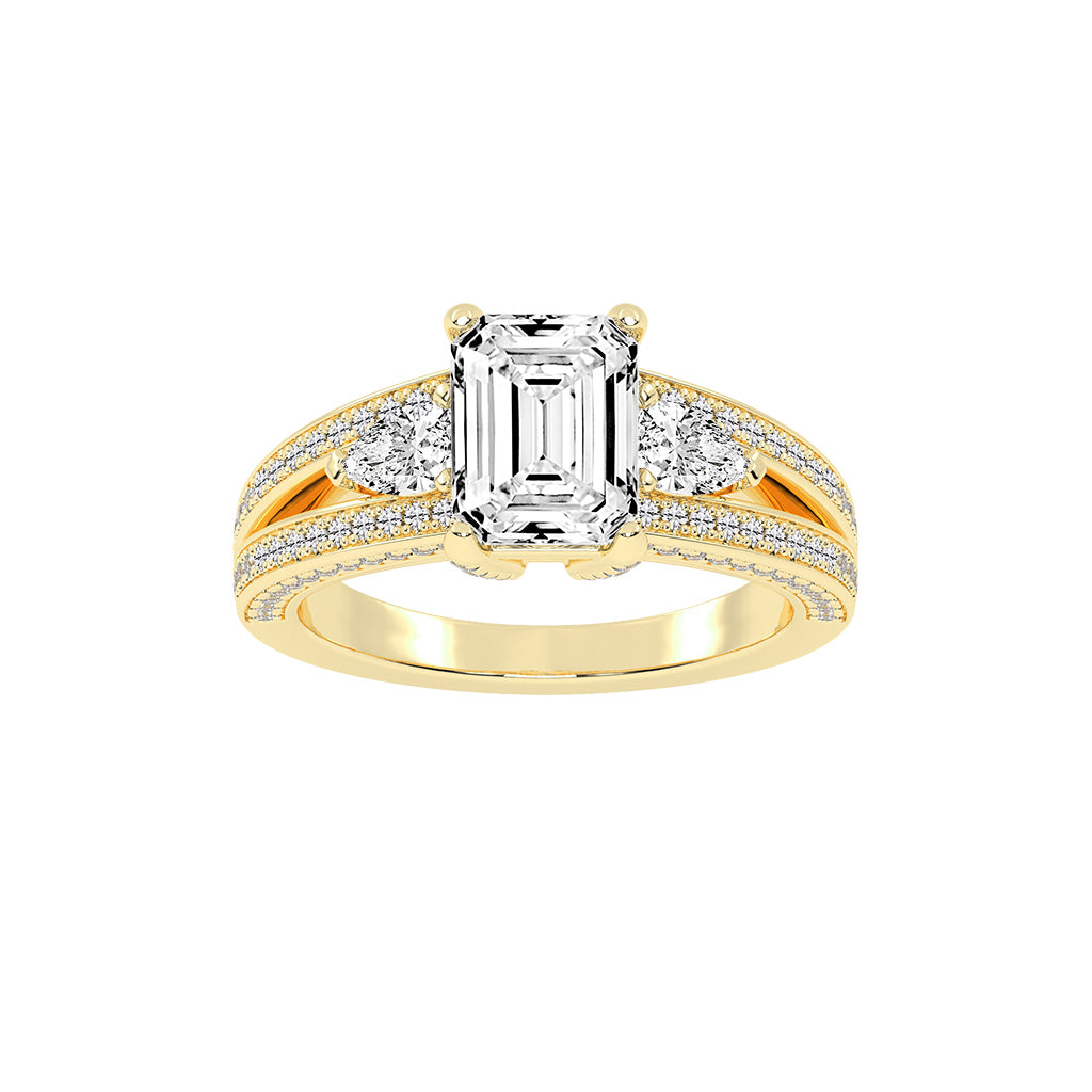 Amorian Split shank emerald cut classic lab diamond ring