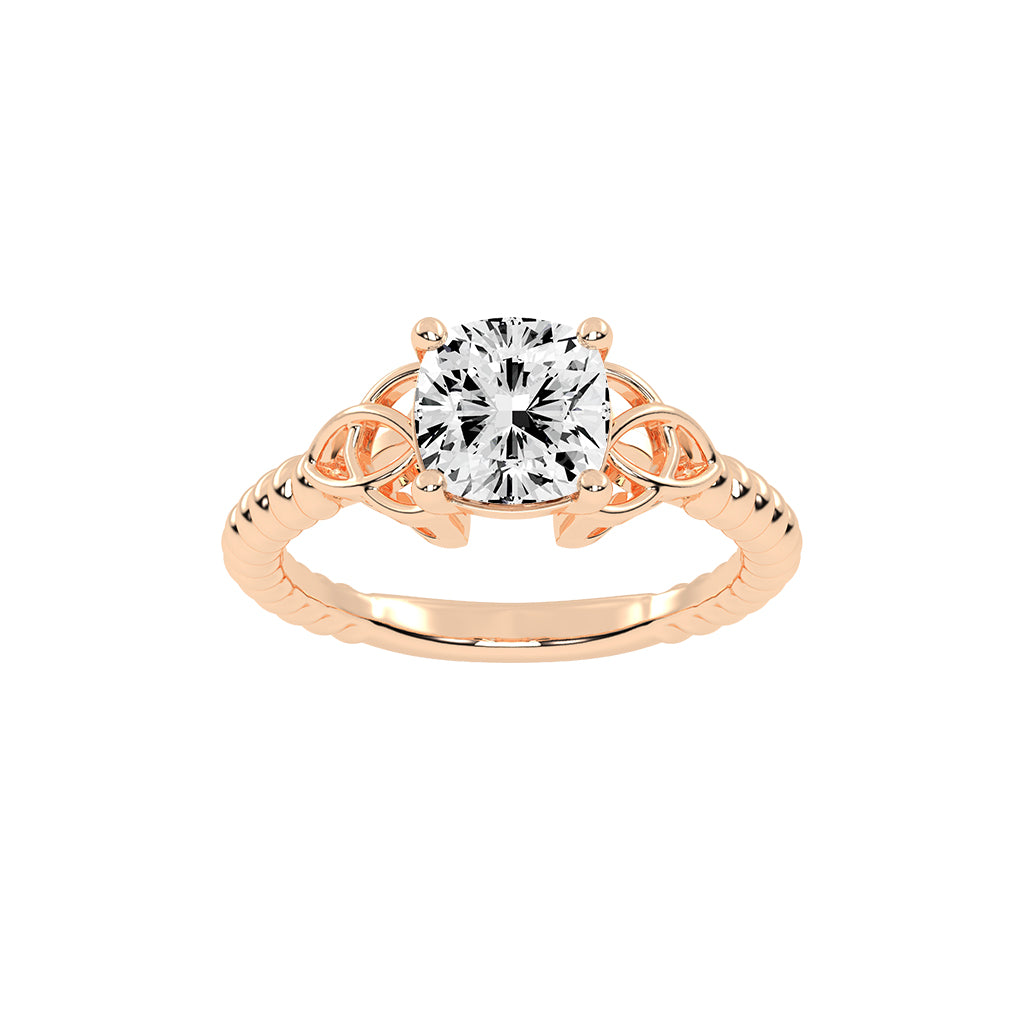Solinara Accent Cushion cut solitaire lab diamond ring