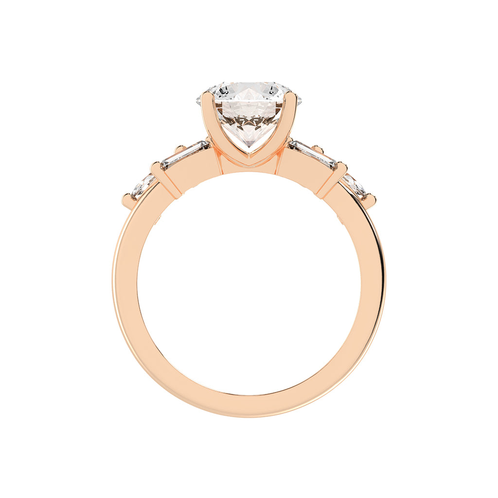 Aurealis round cut side stone lab diamond ring