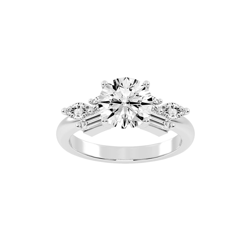 Aurealis round cut side stone lab diamond ring